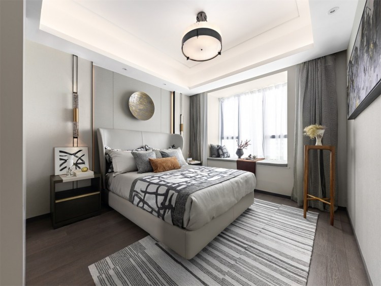 现代新中式风格四居室卧室装修效果图