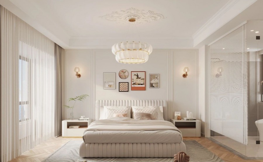 现代法式三居室卧室装修效果图